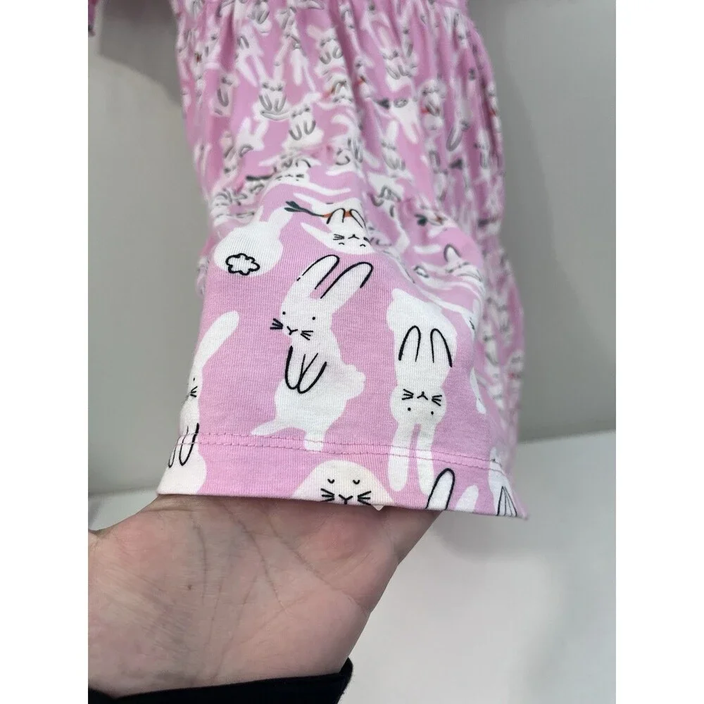 Hanna Andersson Bunny Print Skater Dress Girls 8 Pink Cotton Easter Spring